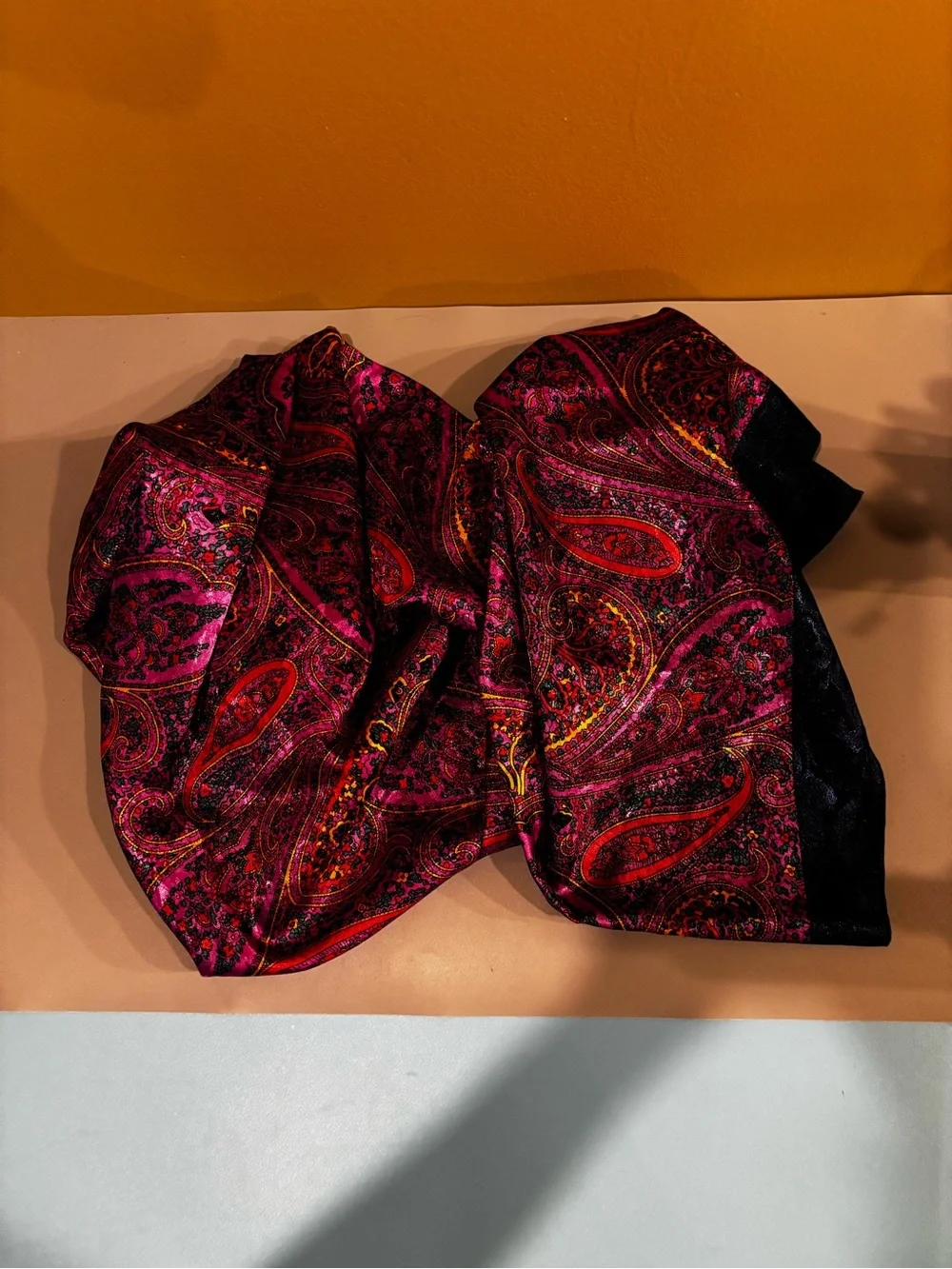 Vibrant Pink Red Paisley square scarf